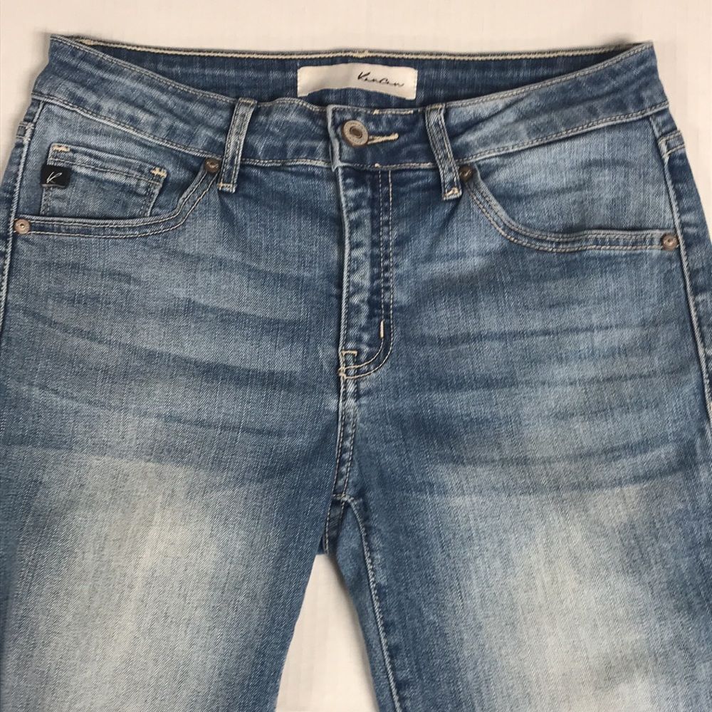KanCan Cassandra Mid Rise Super Skinny Jeans Sz 5/26 Frayed Raw Hem Ripped Denim